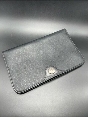 Christian Dior Honeycomb Black Monogram Envelope Clutch Purse Made in France 🇫🇷